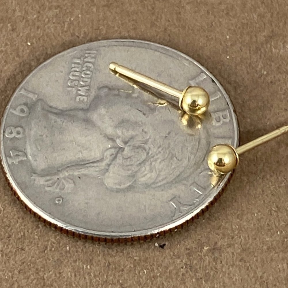 14K all Gold 3MM Ball Stud Earrings